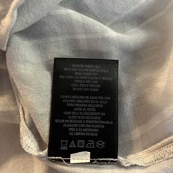 ATTENTION light blue gray button down shirt one front pocket cropped sleeves XS - Picture 9 of 11